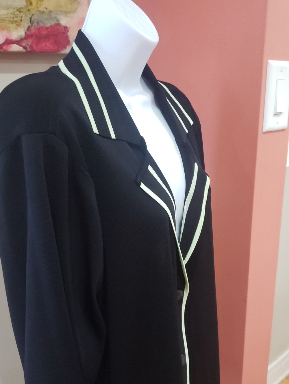 Misook Black Blazer with Cream Trim, 3X